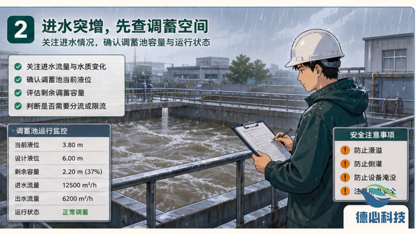 雨天进水突增,先做调蓄预案