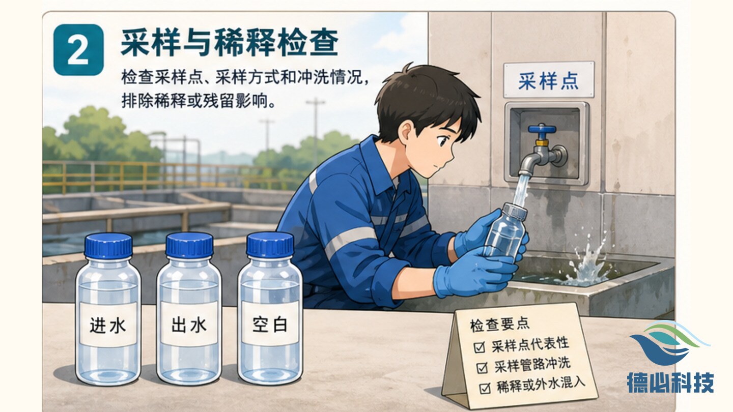 氨氮数据偏低，先排除样品失真