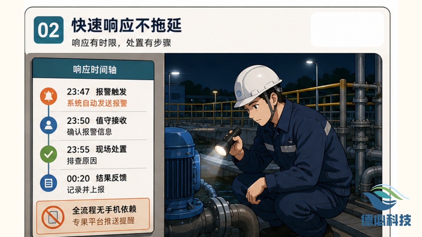污水站夜间报警，先看值守闭环