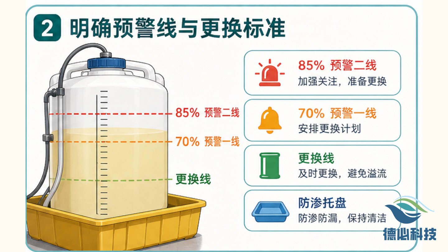 废液桶快满,先定更换预警线