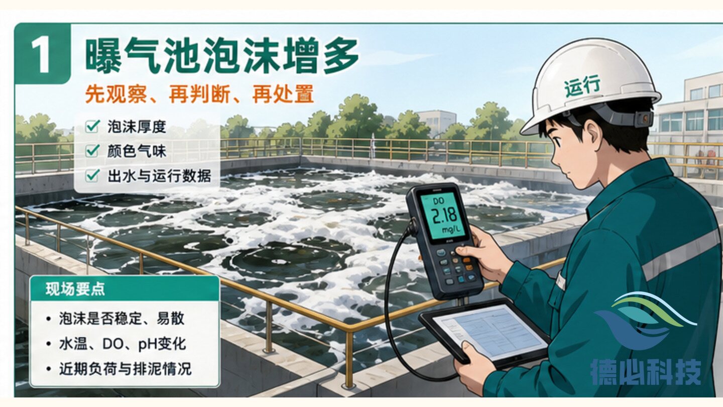 曝气池泡沫增多,先查三类原因