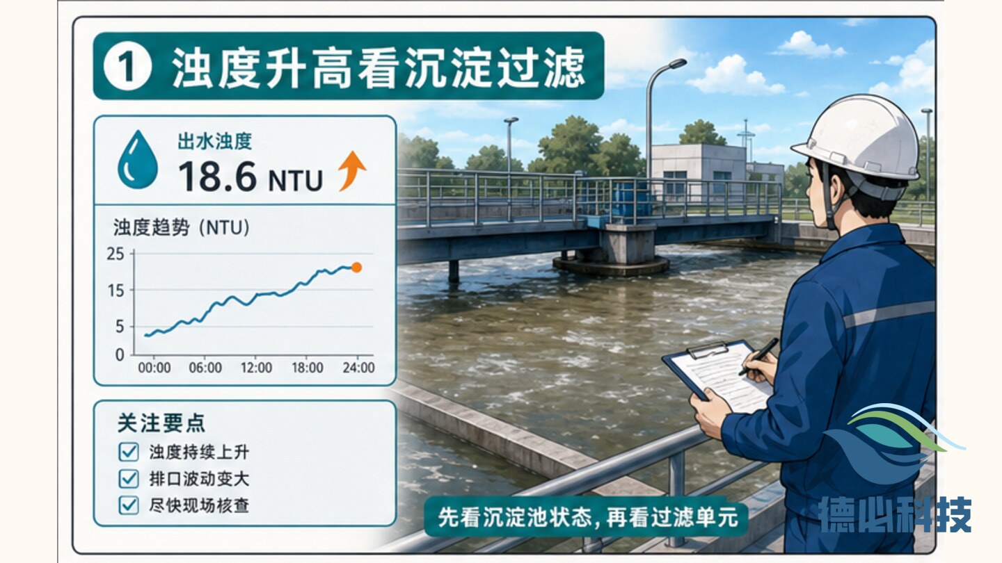 出水浊度升高,先看沉淀和过滤
