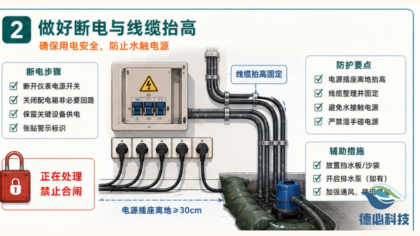 在线站房漏水，先保护仪表和电源