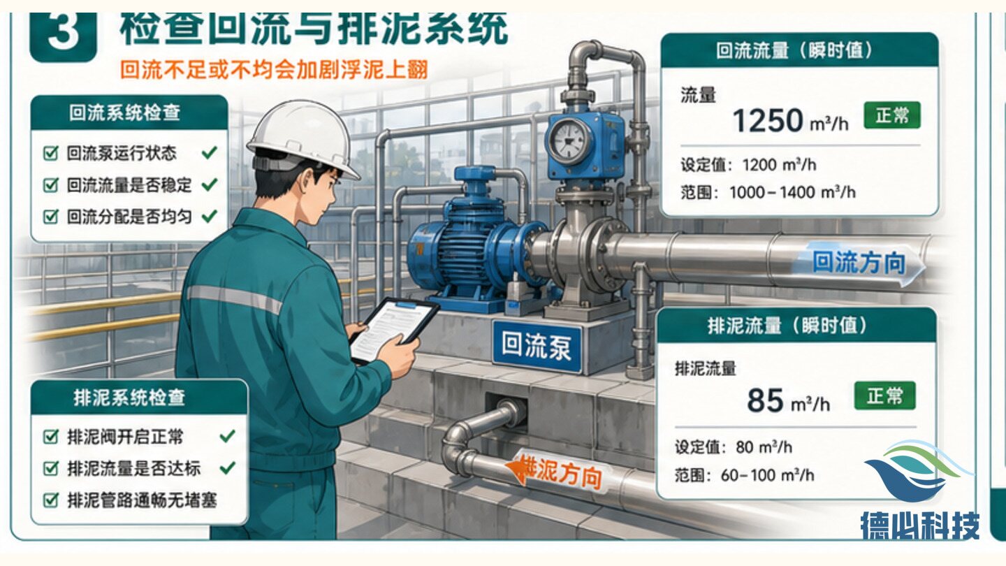 沉淀池浮泥上翻，先查排泥节奏