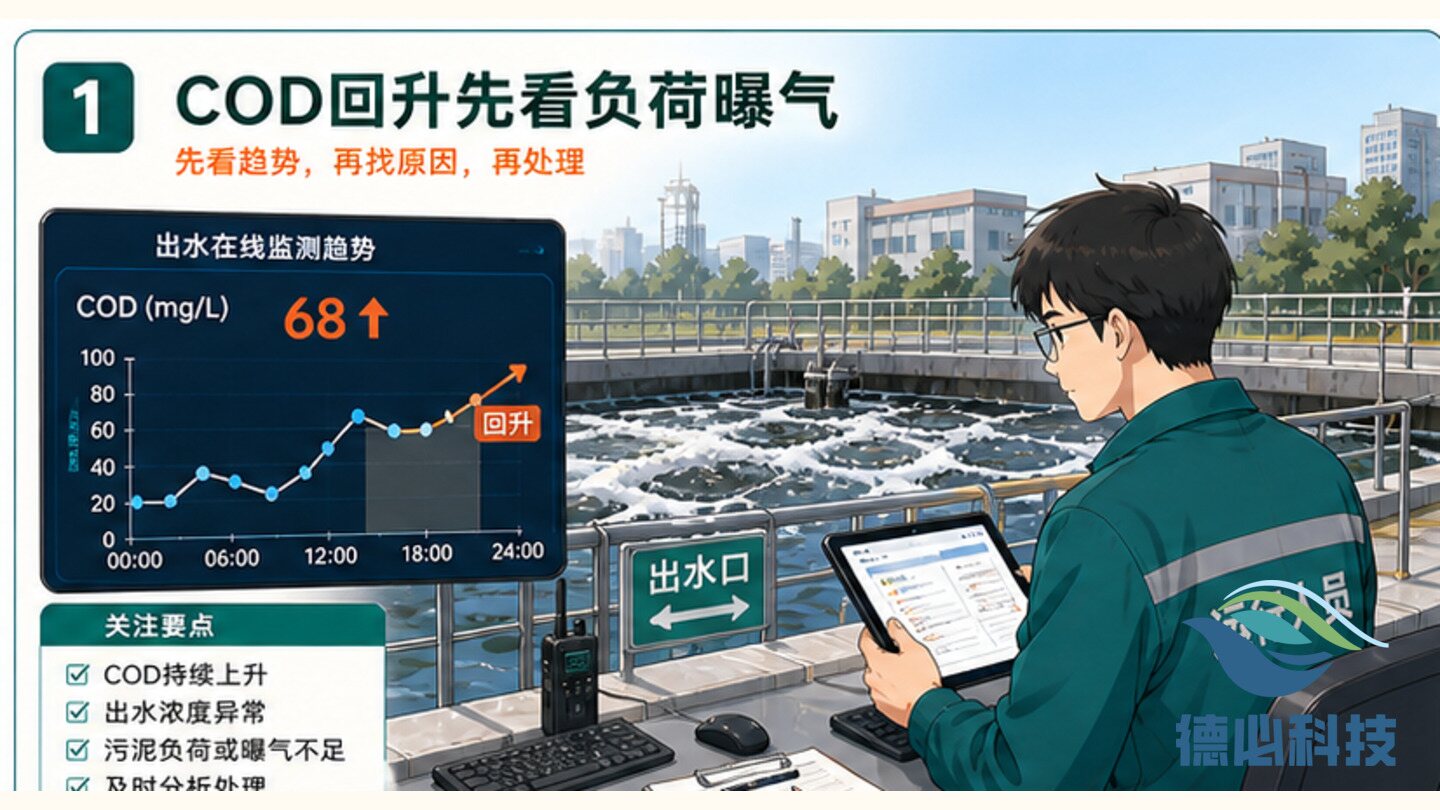 出水COD回升，先看负荷和曝气