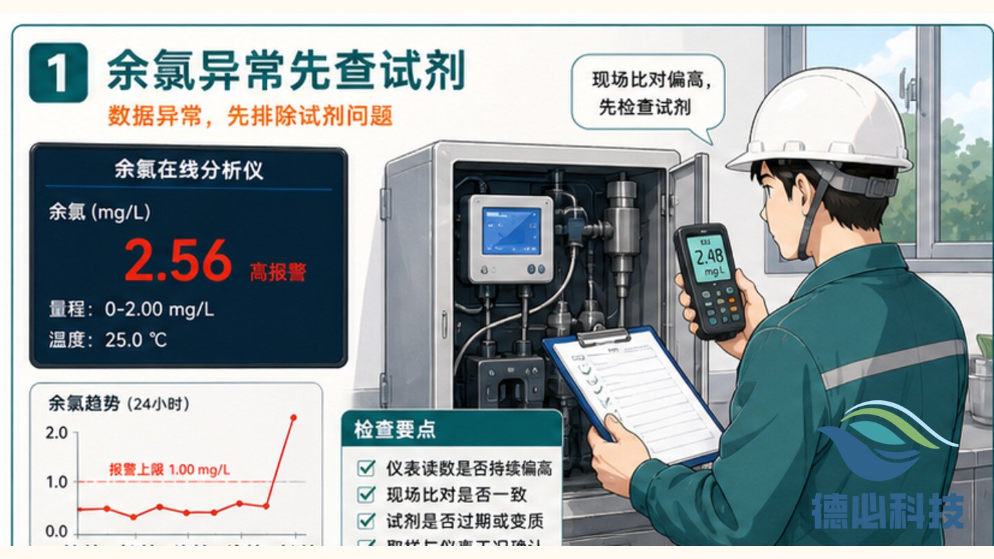 余氯数据异常，先看试剂和比色池