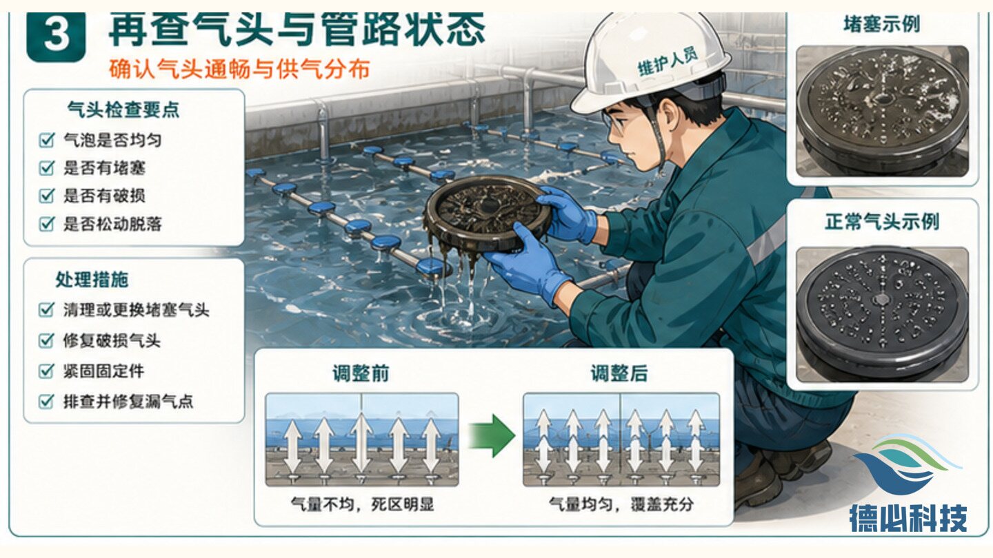 曝气不均明显,先查支管阀位