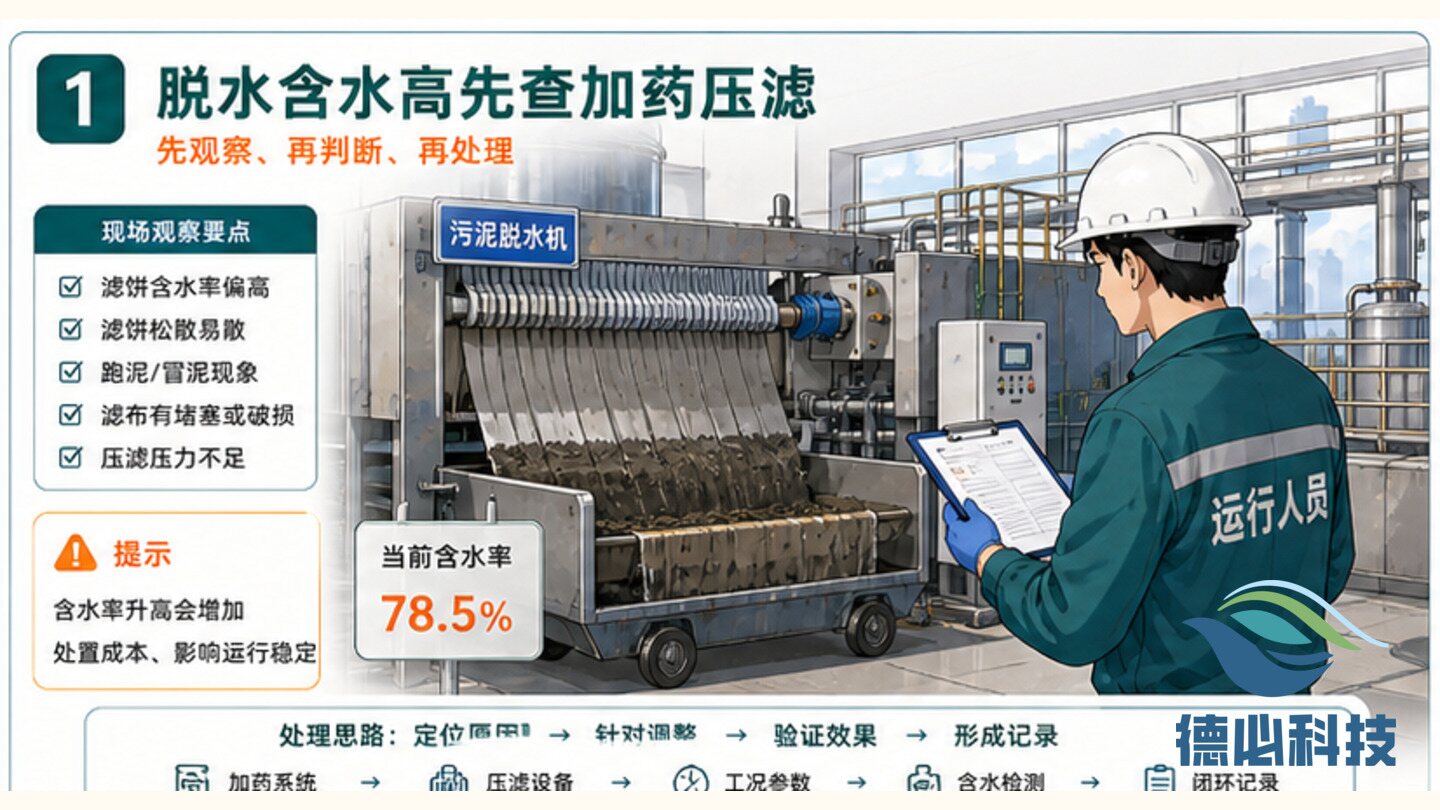 污泥脱水含水高,先查加药和压滤