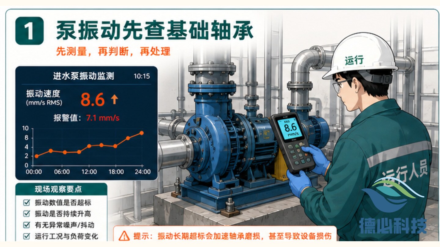 进水泵振动偏大,先查基础和轴承