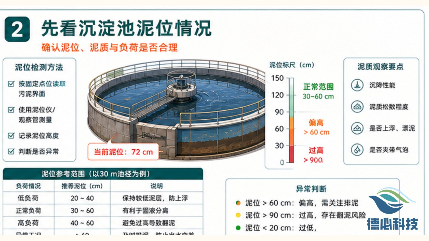 出水SS升高，先看沉淀池泥位