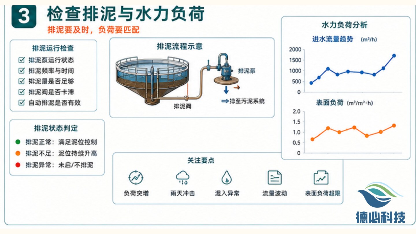 出水SS升高，先看沉淀池泥位