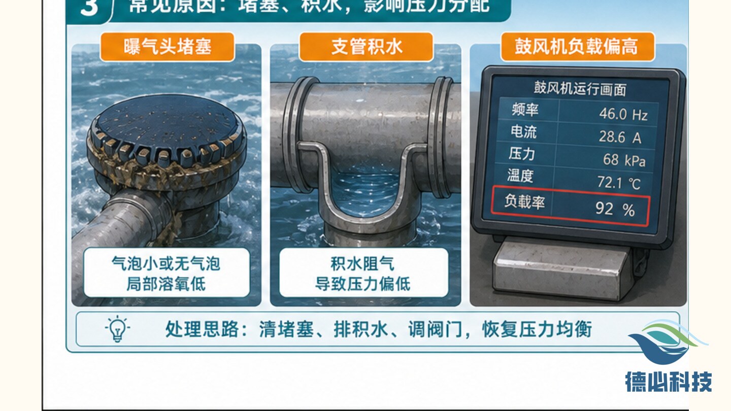 曝气支管压力不均，先查阀门