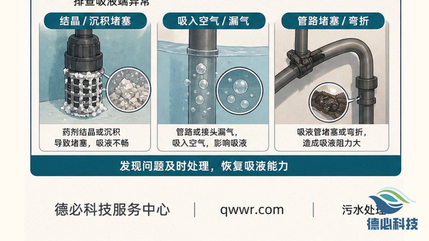 加药桶液位不降，先查吸液端
