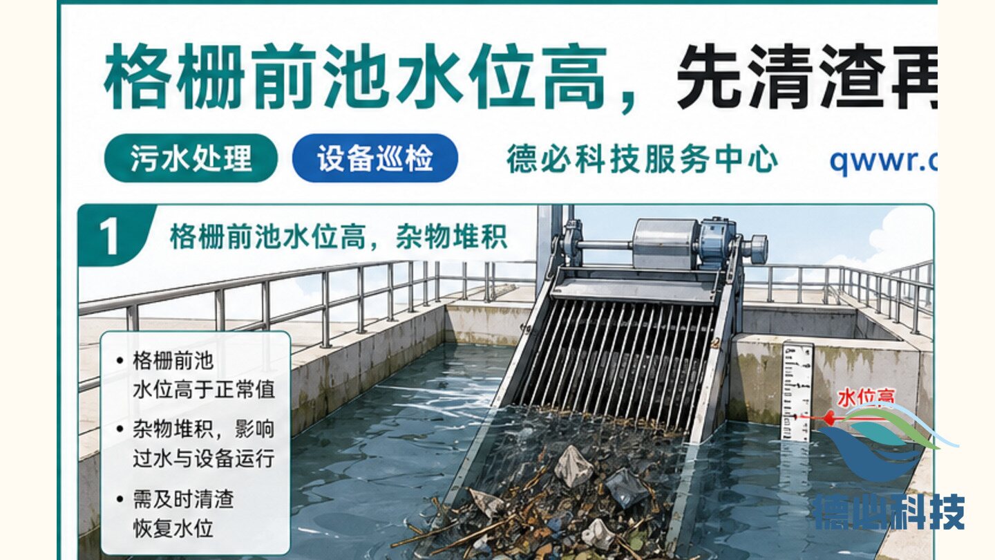格栅前池水位高，先清渣再复位