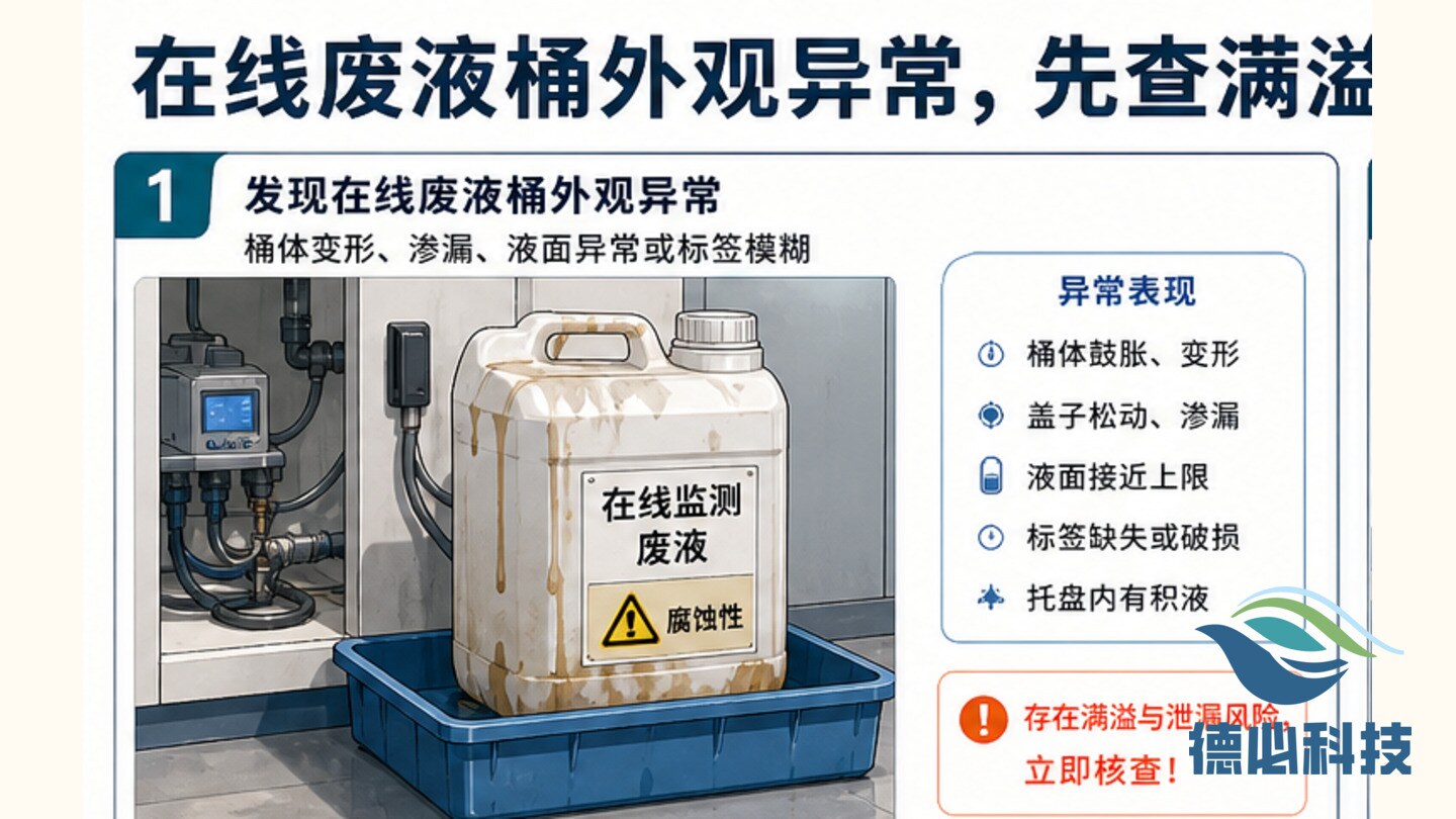 在线废液桶外观异常,先查满溢风险