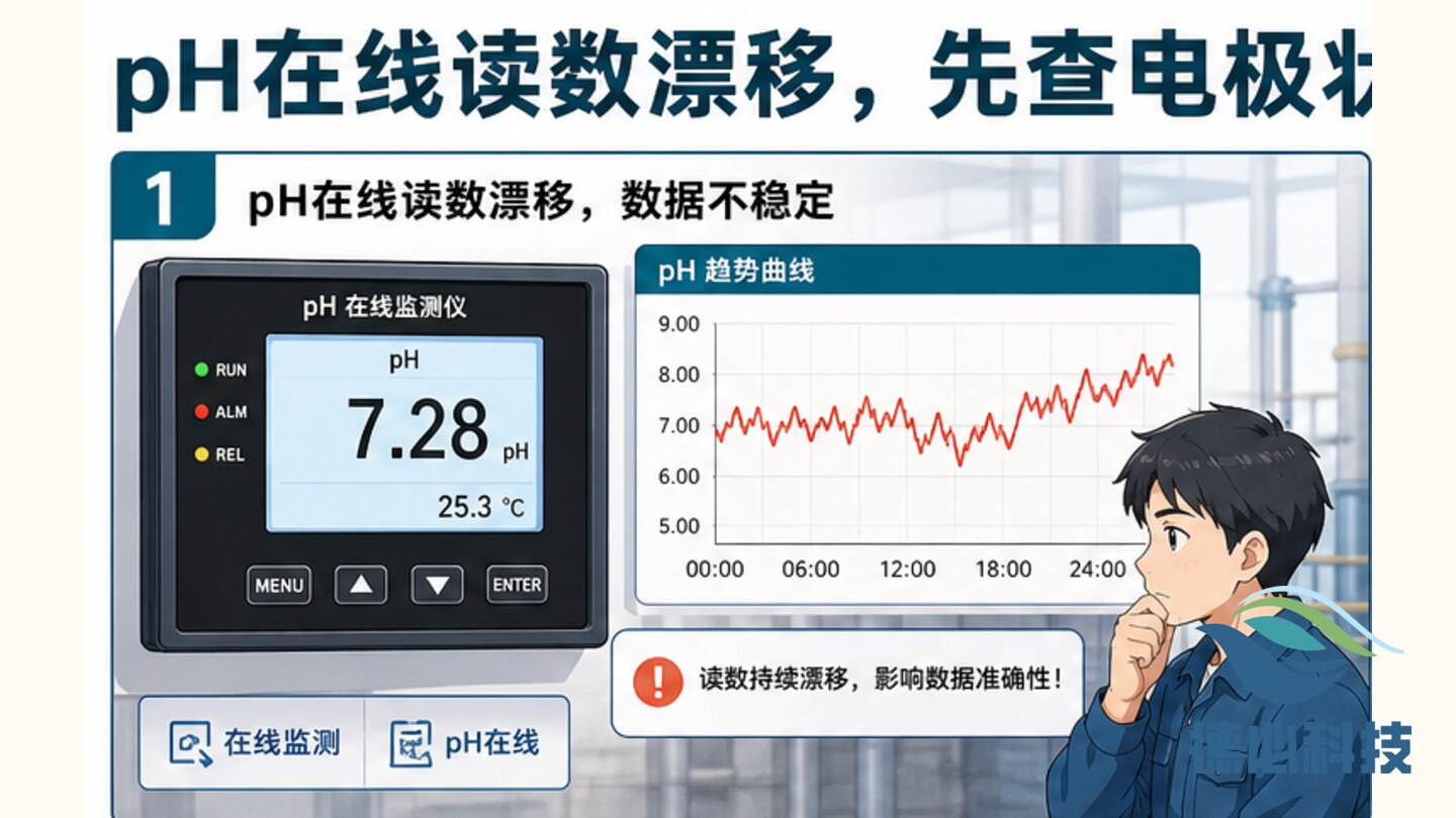 pH在线读数漂移，先查电极状态
