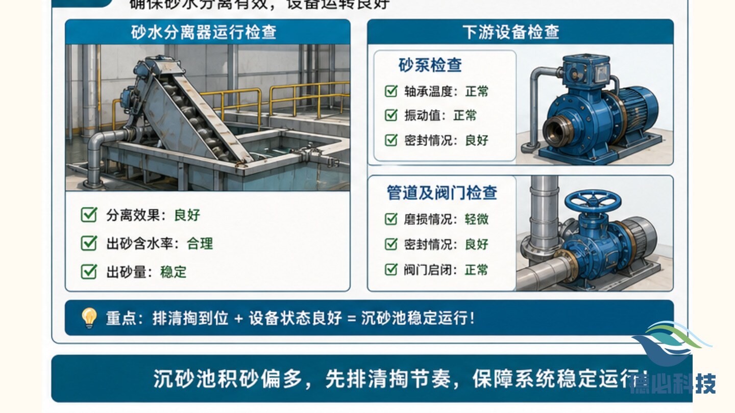 沉砂池积砂偏多，先排清掏节奏