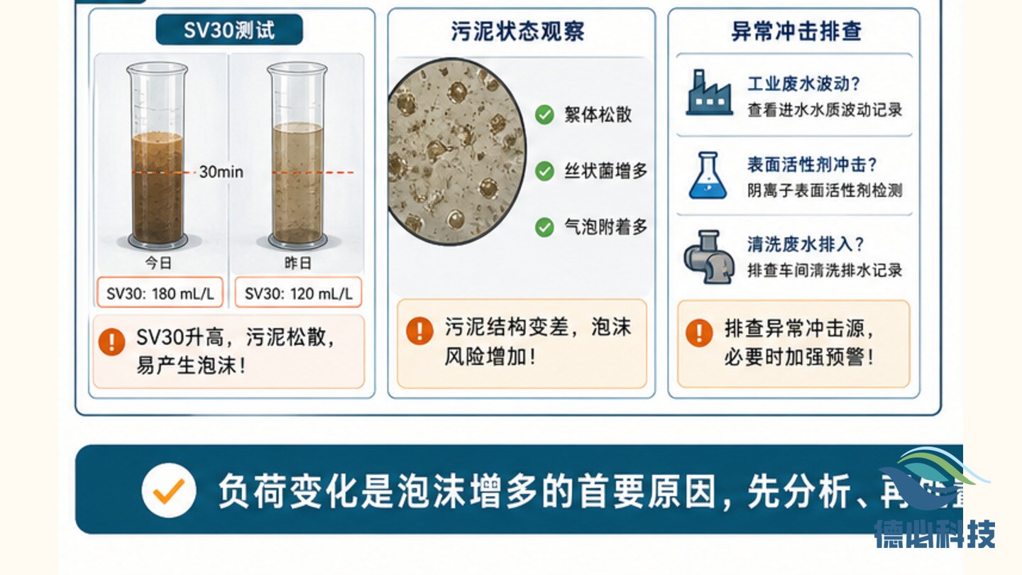 生化池泡沫增多，先看负荷变化