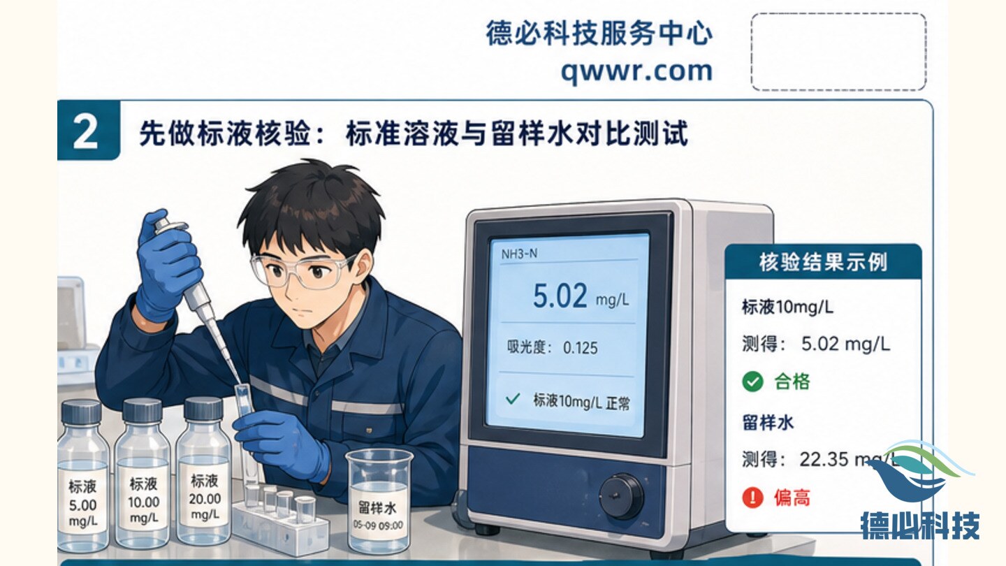 氨氮在线偏高，先做标液核验