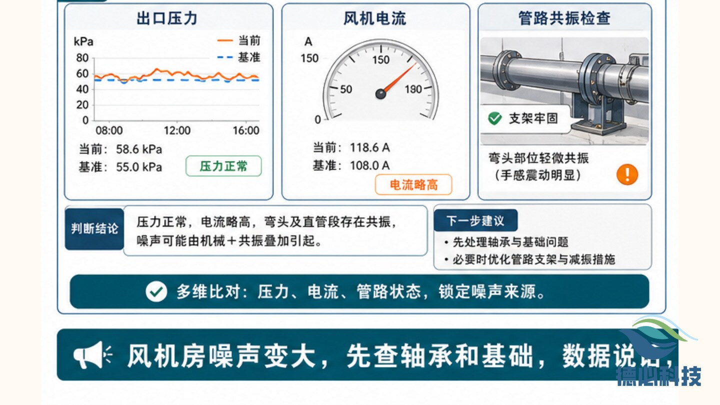 风机房噪声变大，先查轴承和基础