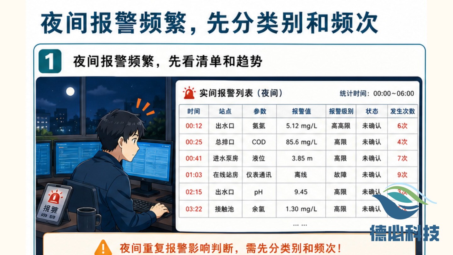 夜间报警频繁，先分类别和频次