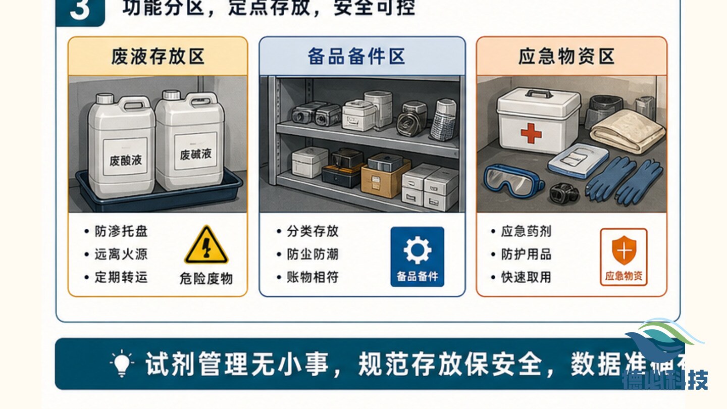 在线站房试剂混放,先分区标识