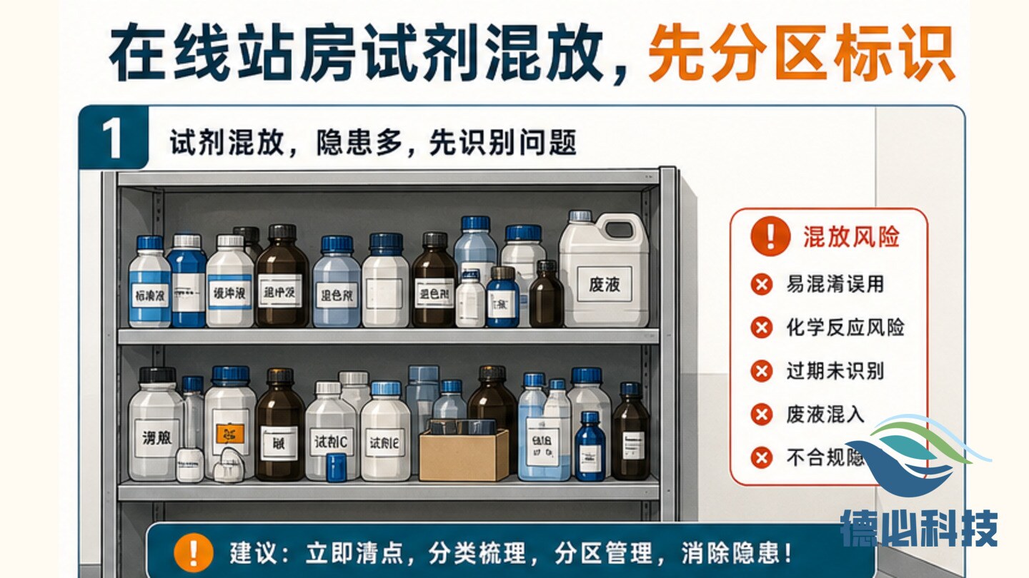 在线站房试剂混放,先分区标识