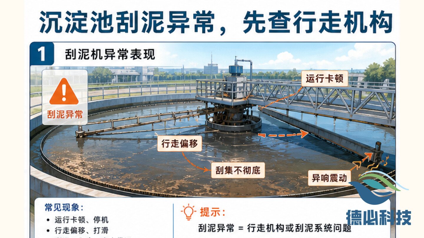 沉淀池刮泥异常，先查行走机构