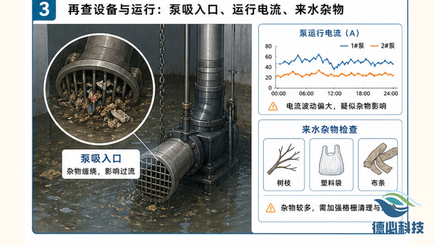 进水泵井淤积，先查清掏计划