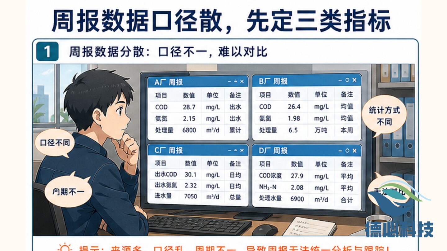 周报数据口径散，先定三类指标