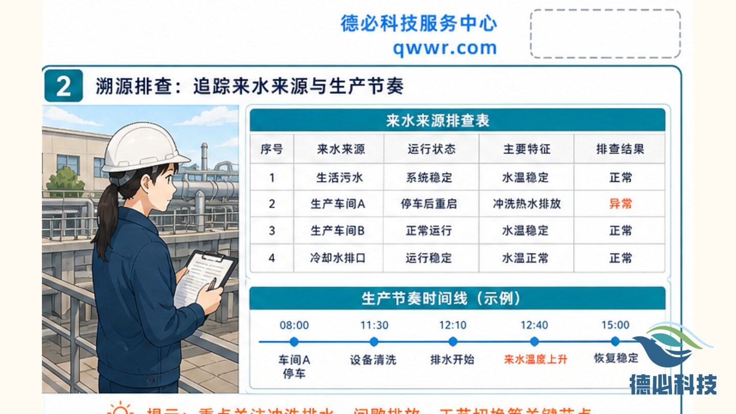 进水水温突变，先查来水来源