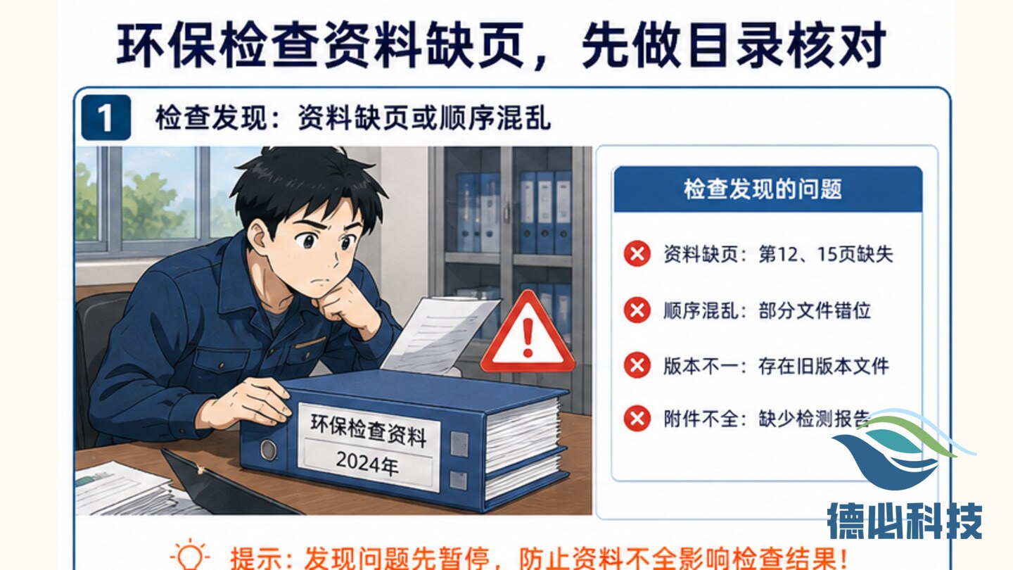 环保检查资料缺页,先做目录核对