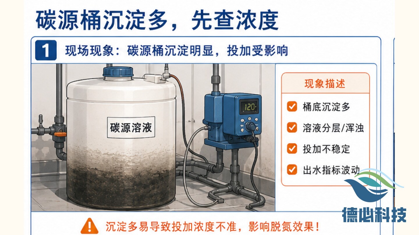碳源桶沉淀多,先查浓度