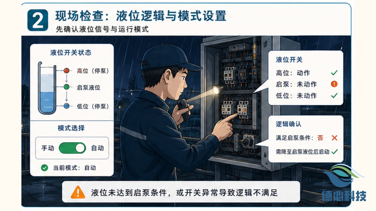 排水泵夜间停机,先查液位逻辑