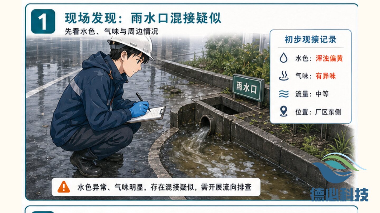 雨水口混接疑似,先做流向排查