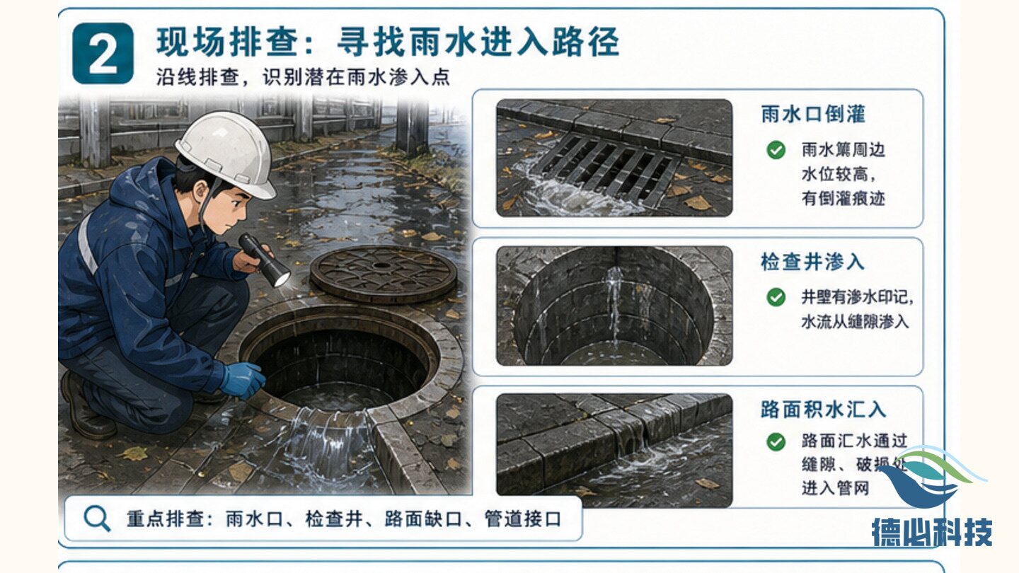 雨后排口流量增大，先分雨污来源