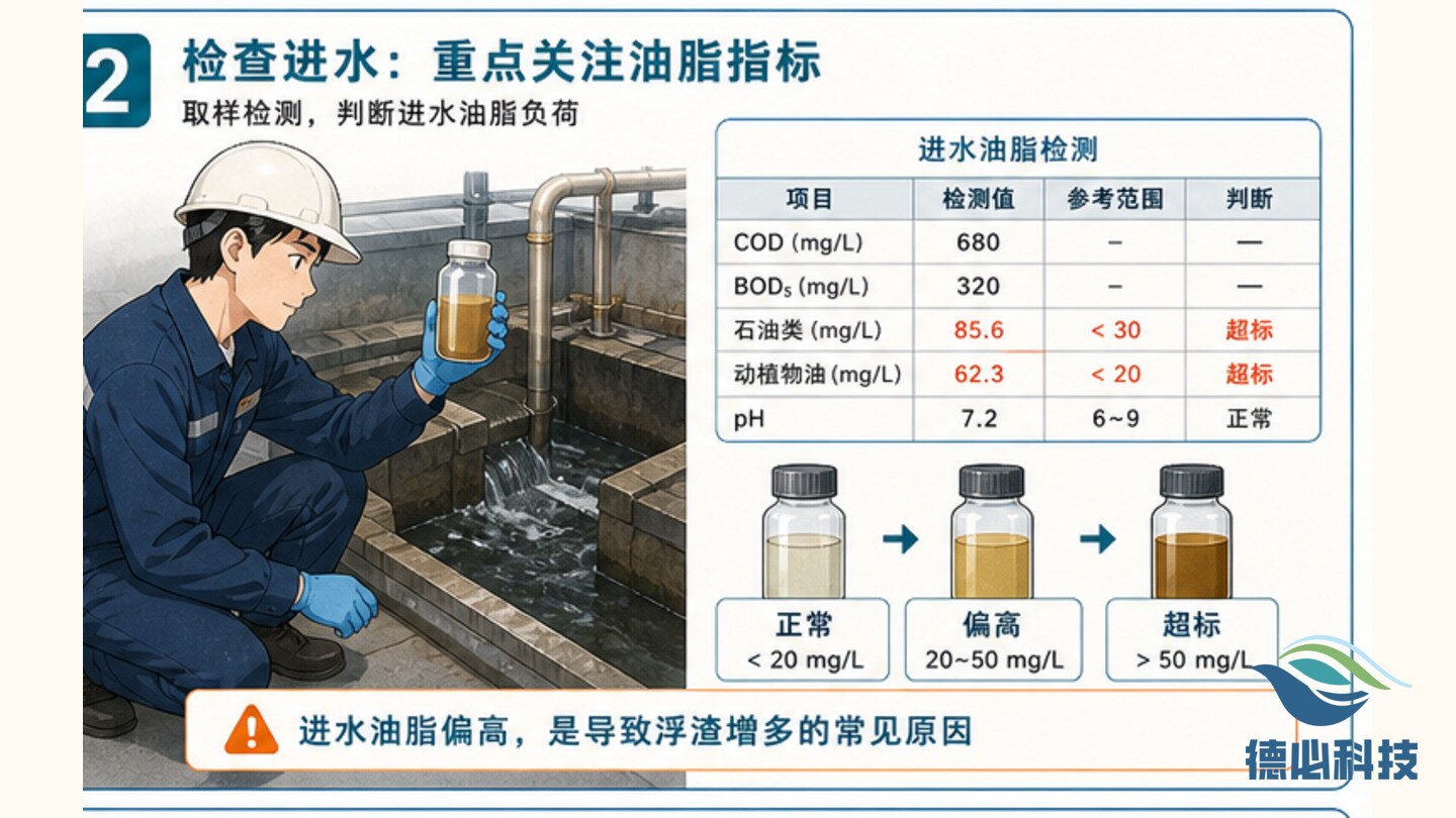 厌氧池浮渣增多,先看进水油脂