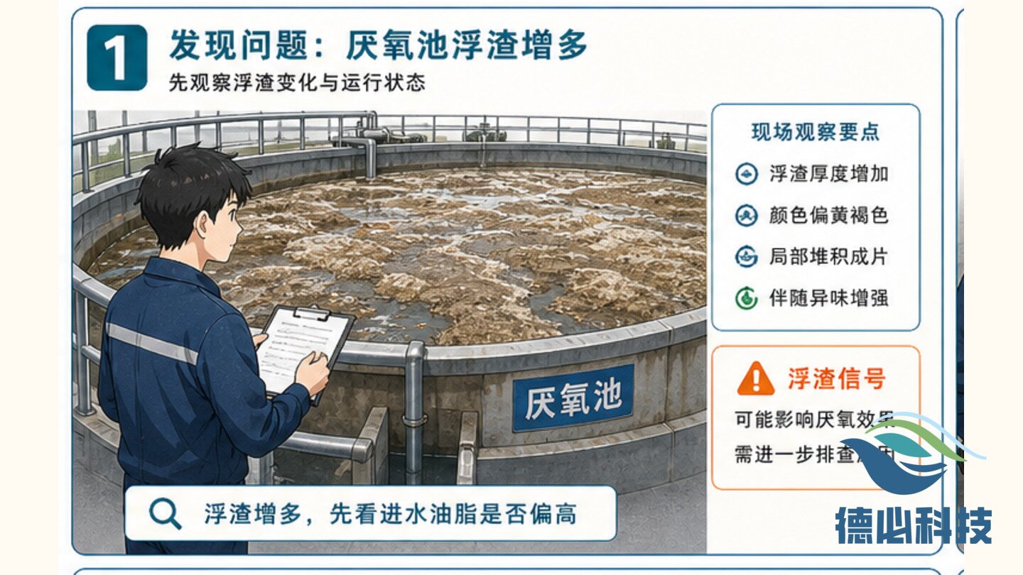 厌氧池浮渣增多,先看进水油脂
