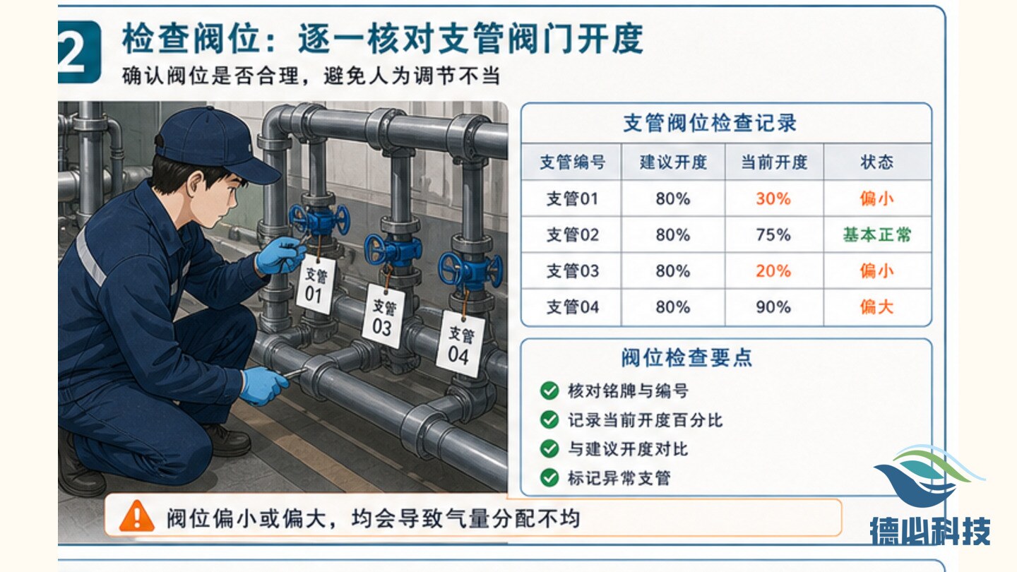 曝气支管气量不均,先查阀位
