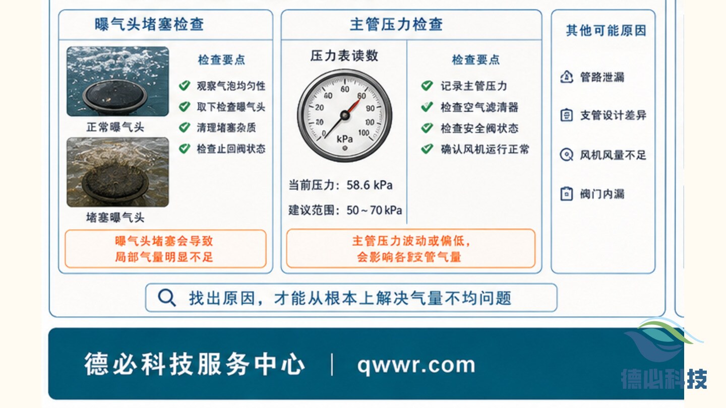 曝气支管气量不均,先查阀位
