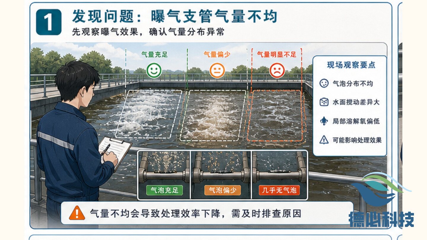曝气支管气量不均,先查阀位