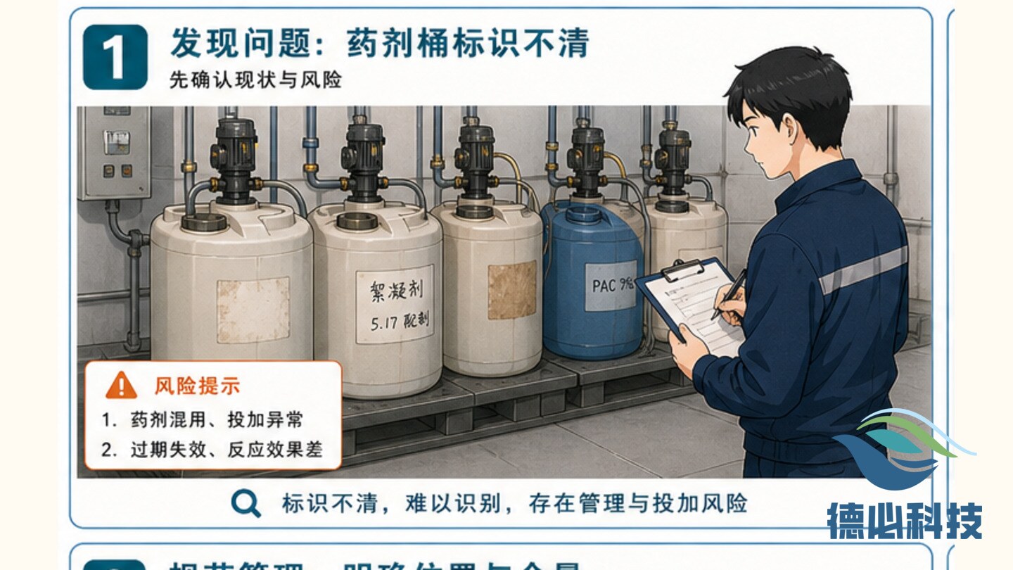 药剂桶标识不清,先统一标签
