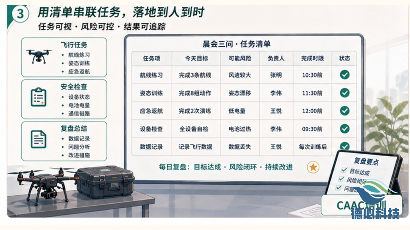 训练执行松散，先定晨会三问