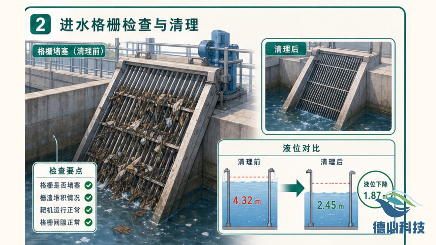 泵站高液位，先查格栅阀门