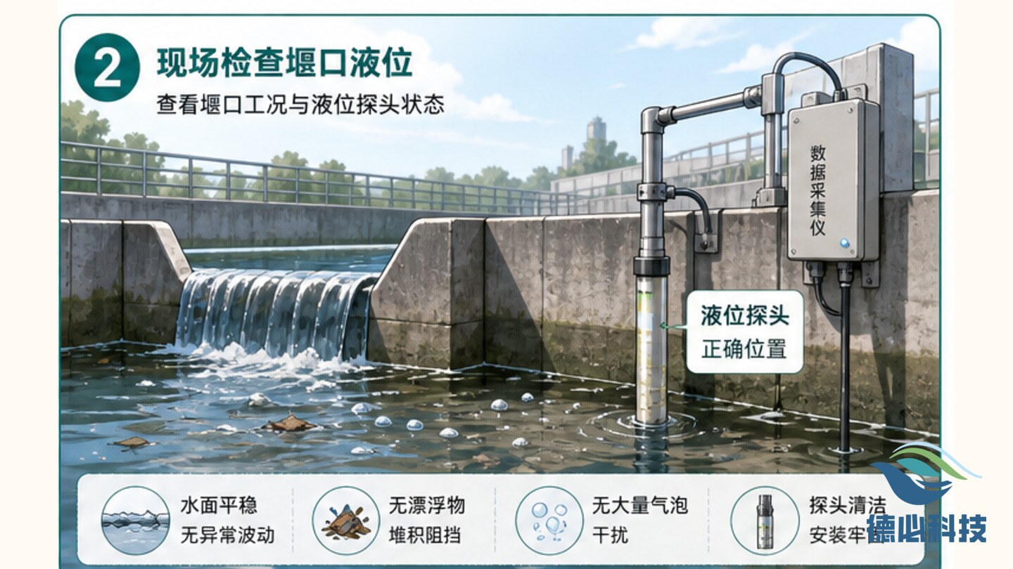 在线流量突跳,先查堰口液位