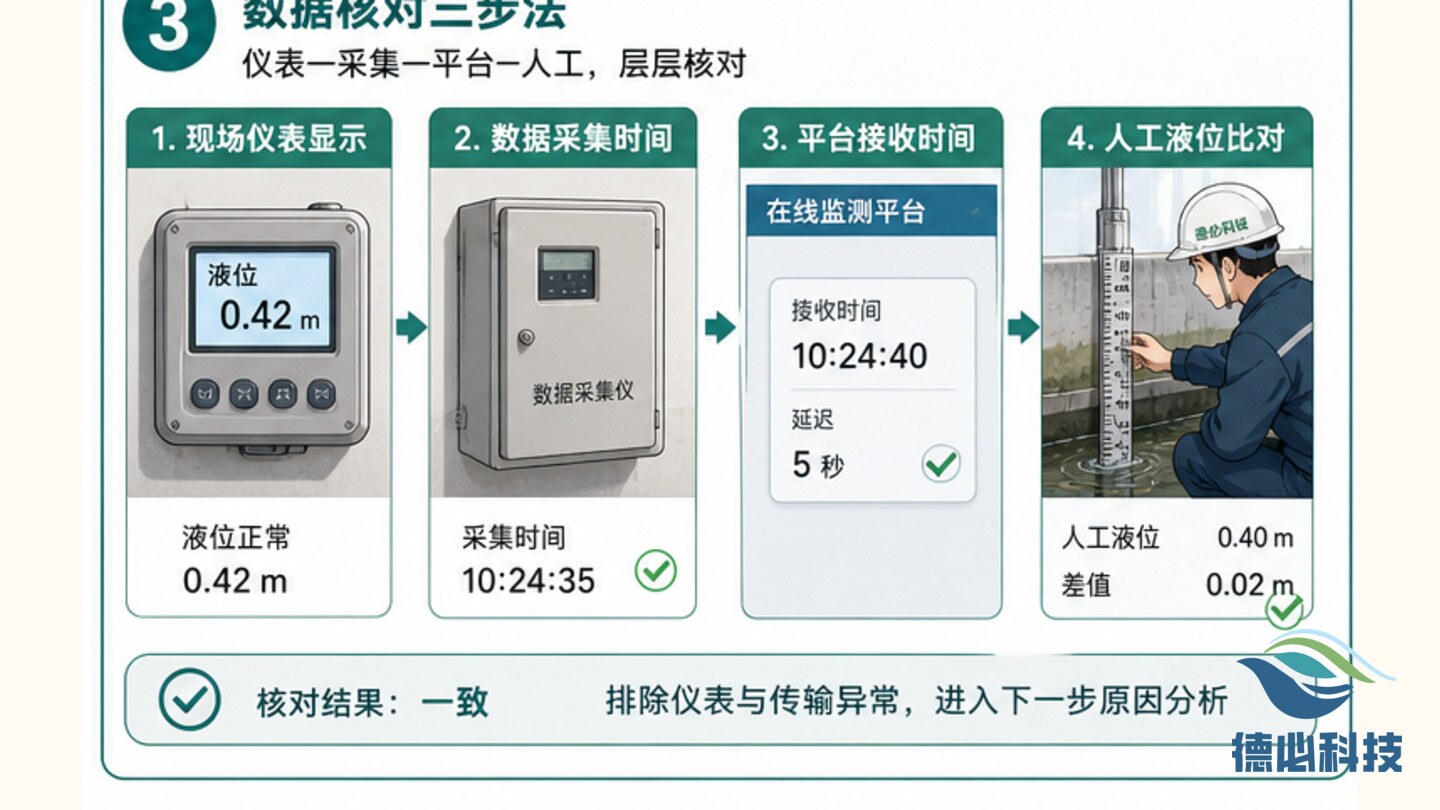 在线流量突跳,先查堰口液位