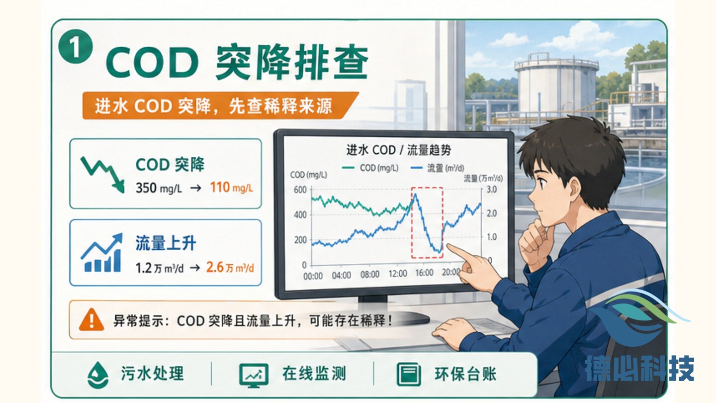 进水 COD 突降,先查稀释来源