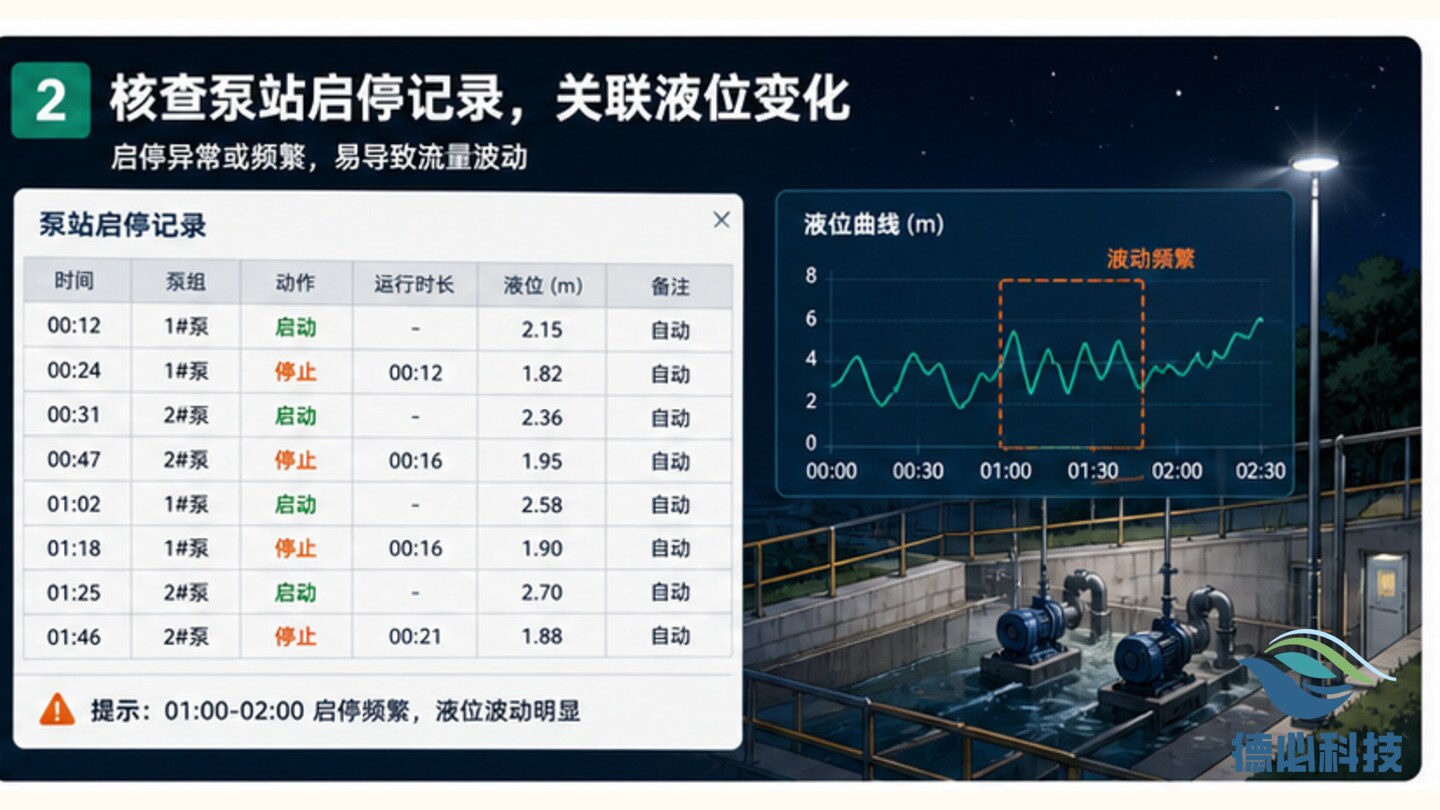 夜间流量异常，先查泵站启停