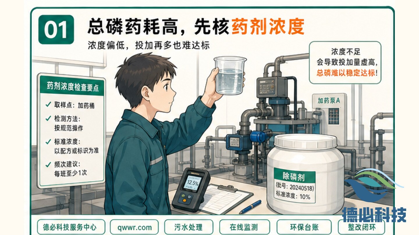 总磷药耗高，先核药剂浓度