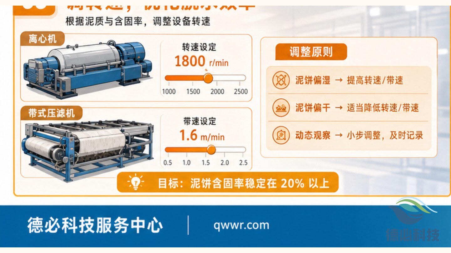 泥饼偏湿,先调药量转速